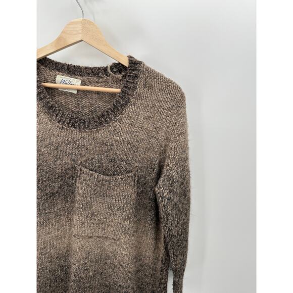 Wallace Sweater Women SMALL Brown 3/4 Sleeve Round Neck Merino Wool Alpaca Blend - Picture 4 of 9